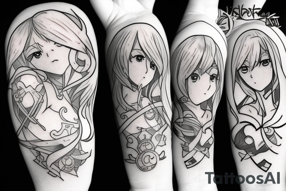 anime girl with dota hero tattoo idea