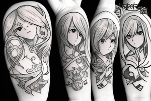 anime girl with dota hero tattoo idea