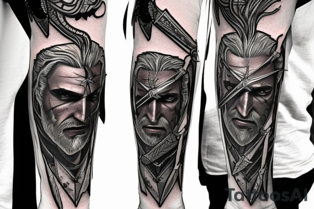 witcher with sword tattoo idea
