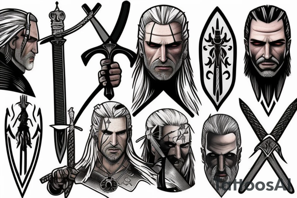 witcher with sword tattoo idea