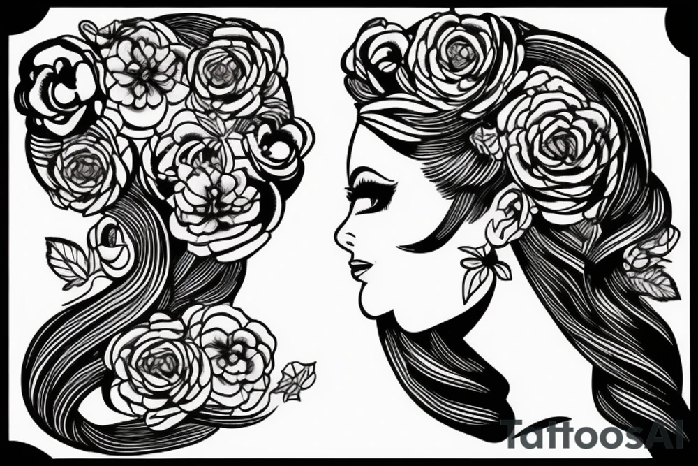 girl in profile tattoo idea