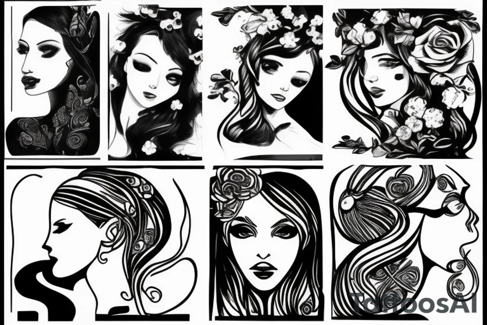 girl in profile tattoo idea