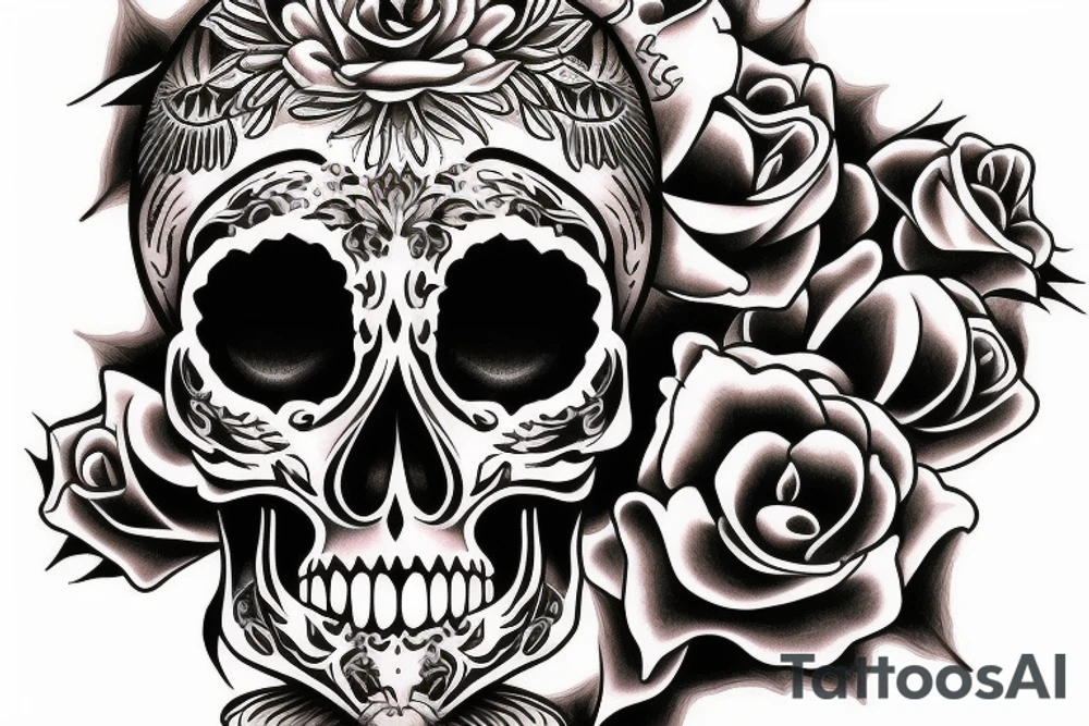 Skull and Cartridge Mexican tattoo idea
