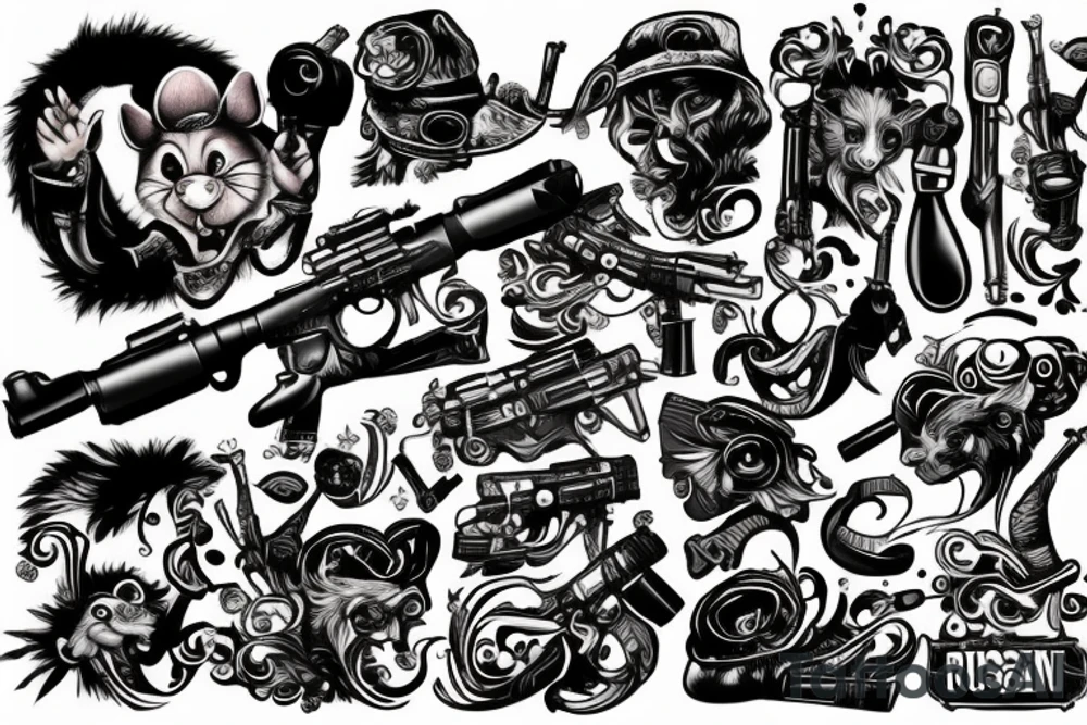 Russian Mouse with gun cry tattoo idea