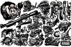 Russian Mouse with gun cry tattoo idea