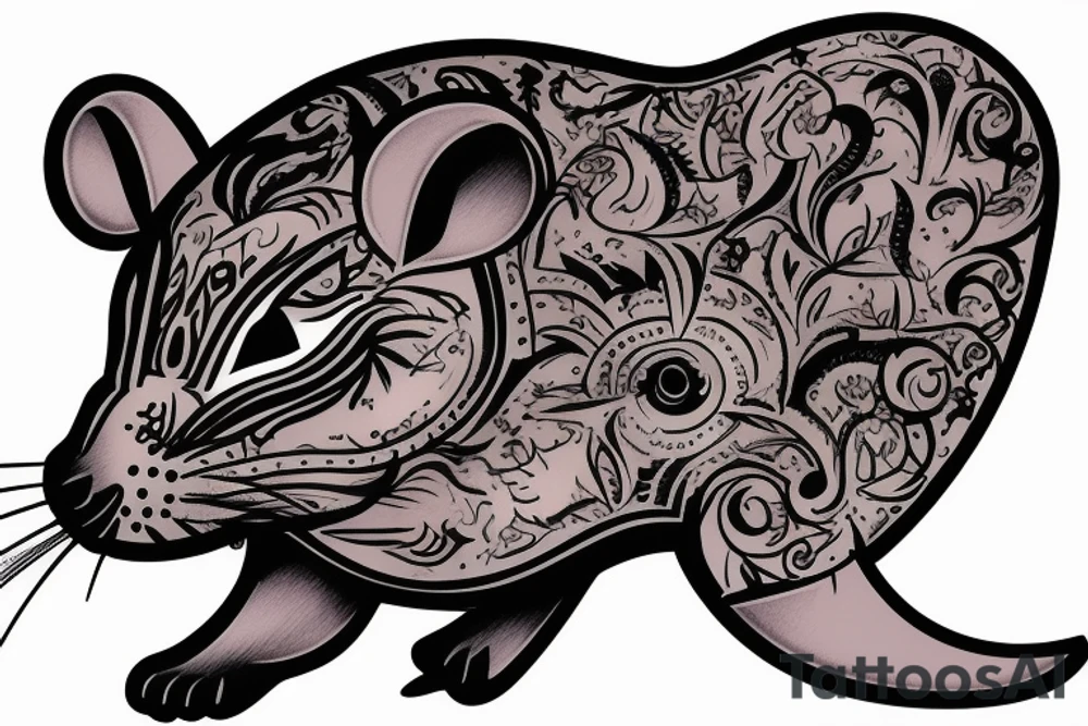 Russian Mouse with gun color tattoo idea