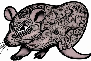 Russian Mouse with gun color tattoo idea