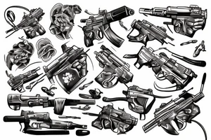 Mouse with gun color tattoo idea