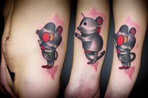 Mouse with gun color tattoo idea