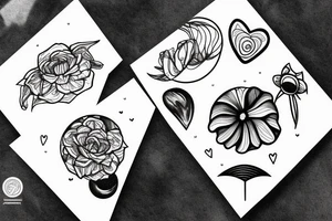 planet mars with heart and flower tattoo idea