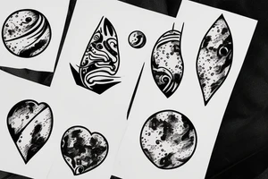 planet mars with heart tattoo idea