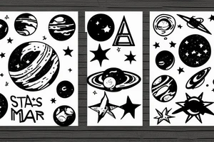 stars in space with planet mars, aries tattoo idea