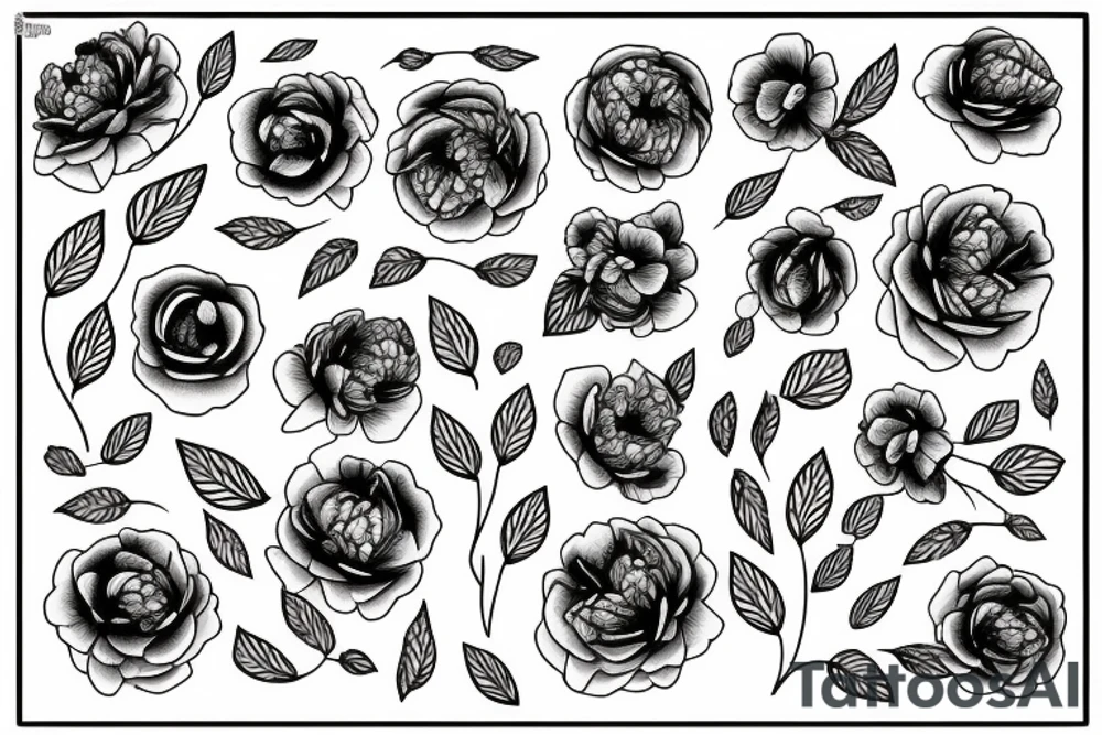 a sun with peonies in it tattoo idea