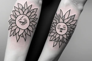 a sun with peonies in it tattoo idea