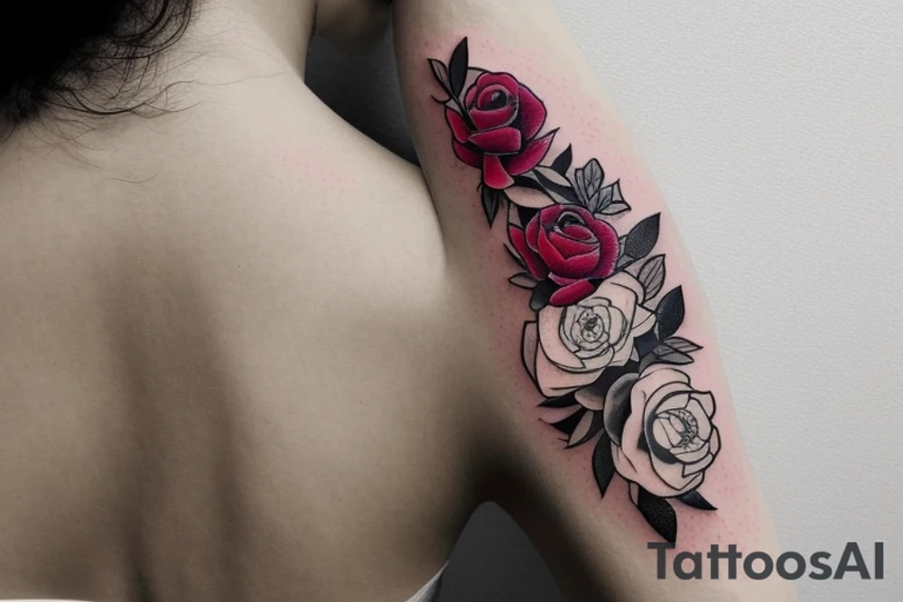 the letter j with peonies and roses on it tattoo idea