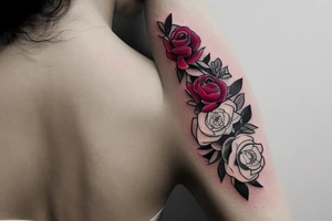 the letter j with peonies and roses on it tattoo idea