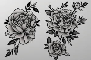 the letter j with peonies and roses on it tattoo idea