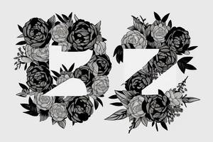 the letter j with peonies on it tattoo idea