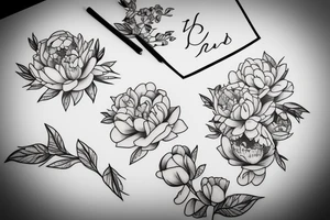the letter j with peonies on it tattoo idea