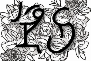the letter j with peonies on it tattoo idea
