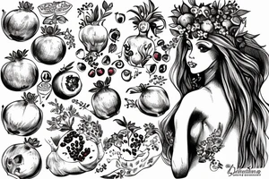 persephone giving pomegranate to alice in wonderland tattoo idea