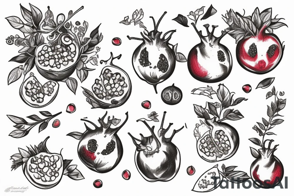 persephone giving pomegranate to alice in wonderland tattoo idea