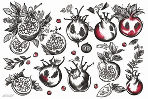 persephone giving pomegranate to alice in wonderland tattoo idea