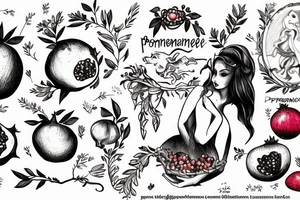 persephone giving pomegranate to alice in wonderland tattoo idea
