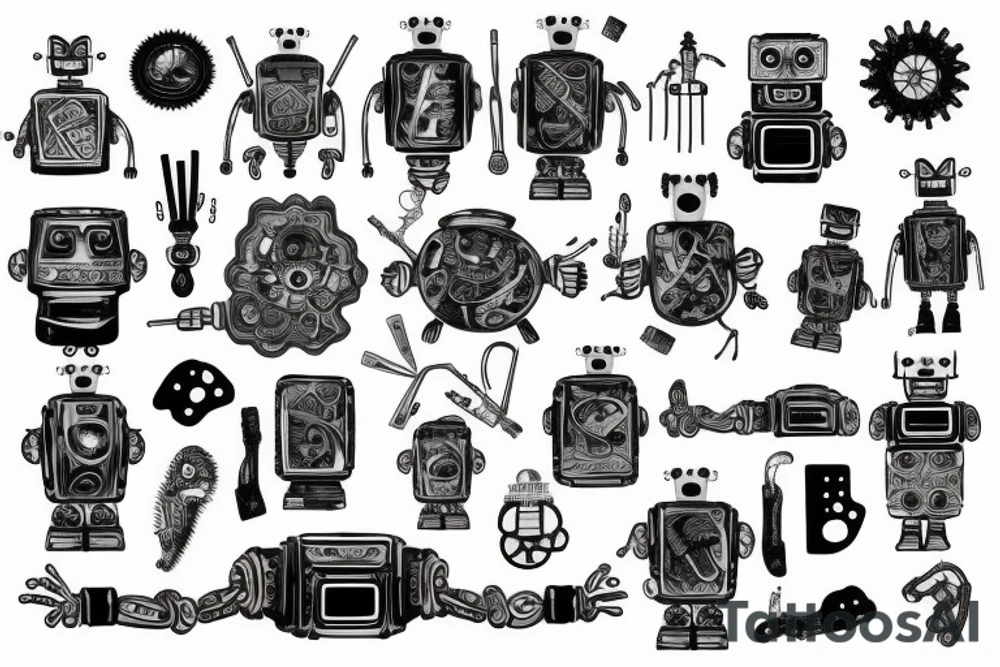Robot,Mechanisms tattoo idea