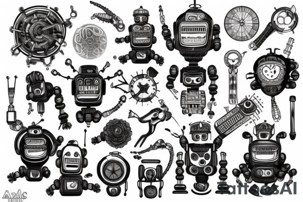 Robot,Mechanisms tattoo idea