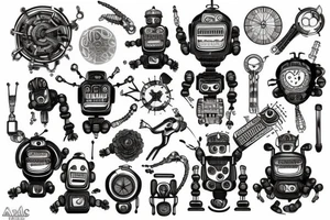 Robot,Mechanisms tattoo idea