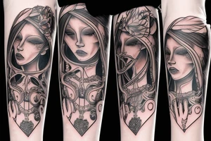 a woman on her knees tattoo idea