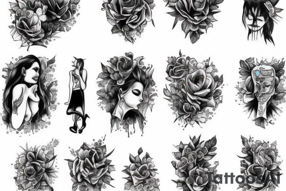 a woman on her knees tattoo idea
