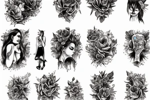 a woman on her knees tattoo idea
