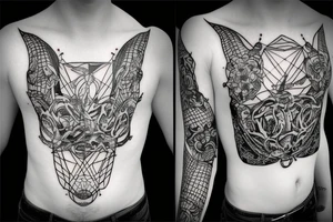 body with a cage instead of its head tattoo idea