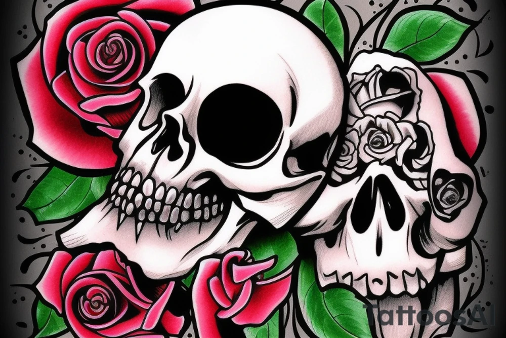 Skull with rose in eye socket tattoo idea