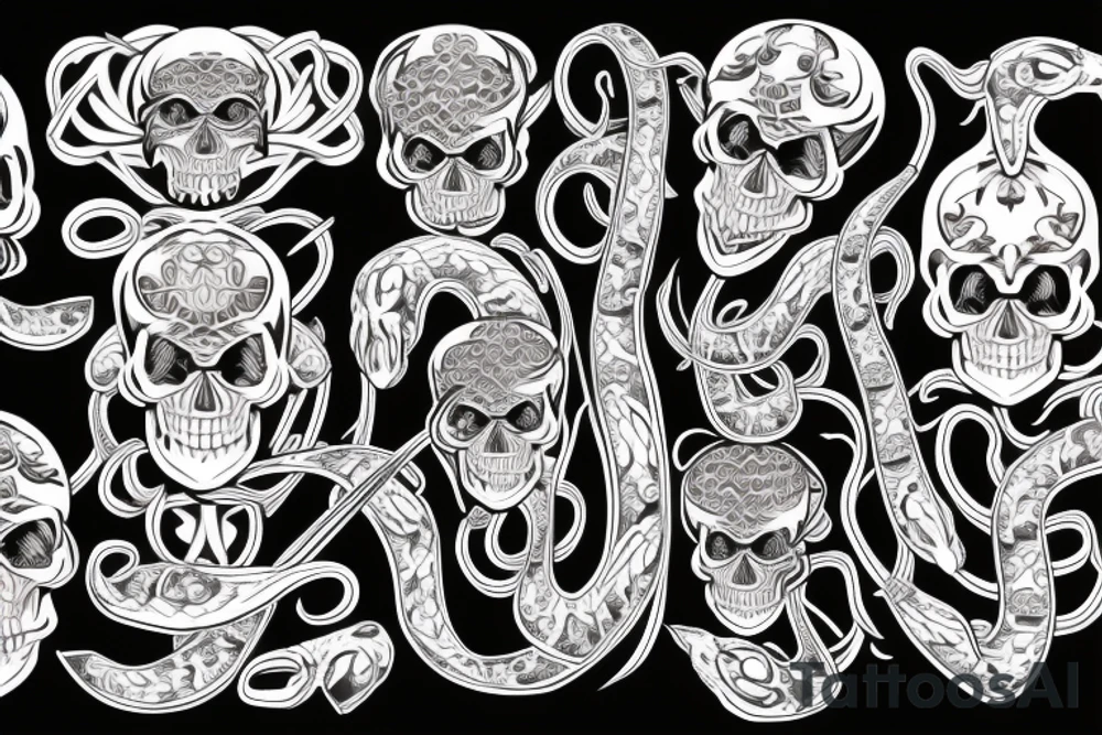 Skull and snake tattoo idea