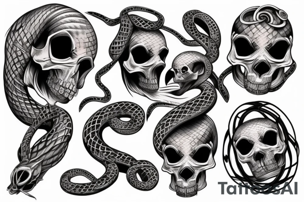 Skull and snake tattoo idea