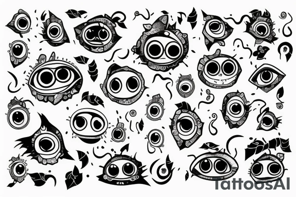 Vines with eyes, sleeve on arm tattoo idea