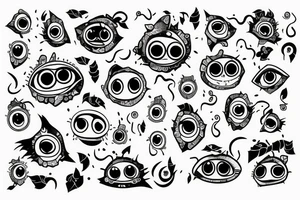 Vines with eyes, sleeve on arm tattoo idea