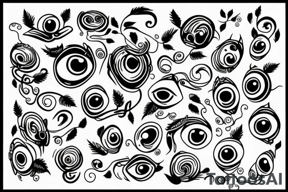 Vines with eyes, sleeve on arm tattoo idea