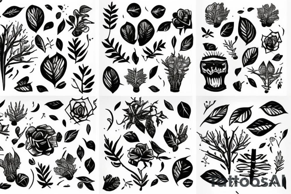 Vines, thorns, plants, black sleeve on arm tattoo idea