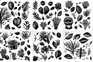 Vines, thorns, plants, black sleeve on arm tattoo idea