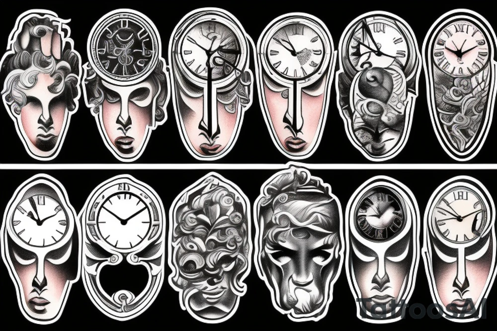 beautiful clock greek god tattoo idea