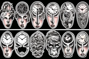 beautiful clock greek god tattoo idea