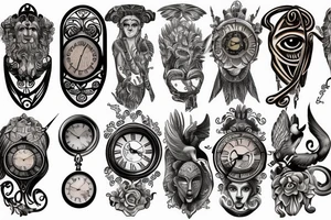 beautiful clock greek god tattoo idea