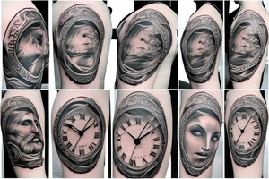 beautiful clock greek god tattoo idea