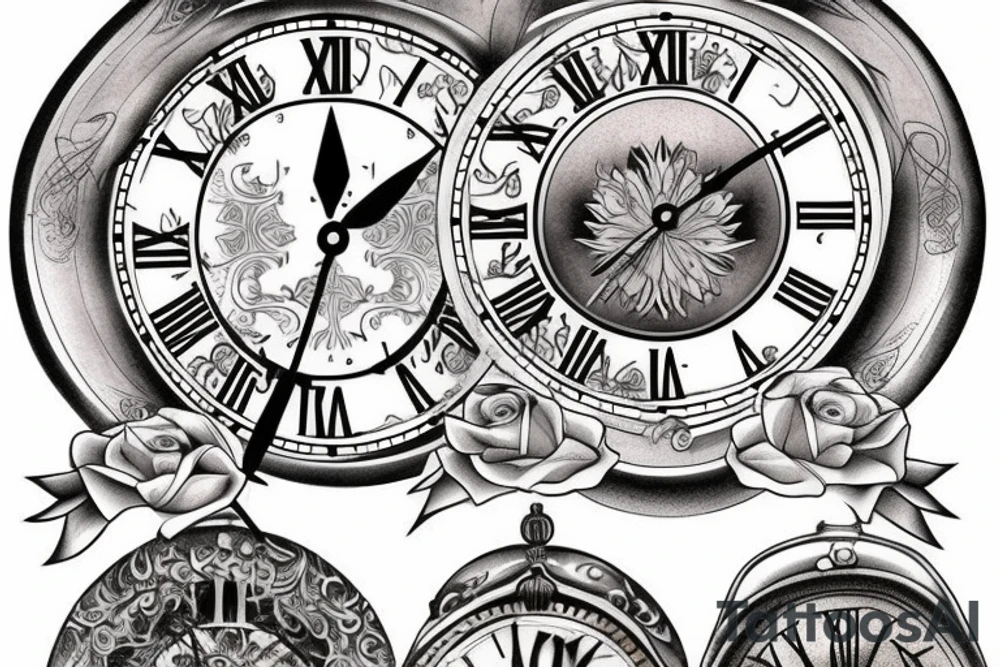 beautiful clock greek god tattoo idea