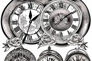 beautiful clock greek god tattoo idea