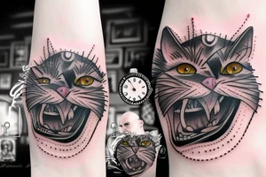 beautiful watch aggressive bald cat eat human tattoo idea